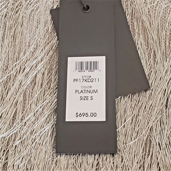 Rachel Zoe metallic silver fringe, boat neck, flapper style dress. - Picture 4 of 5